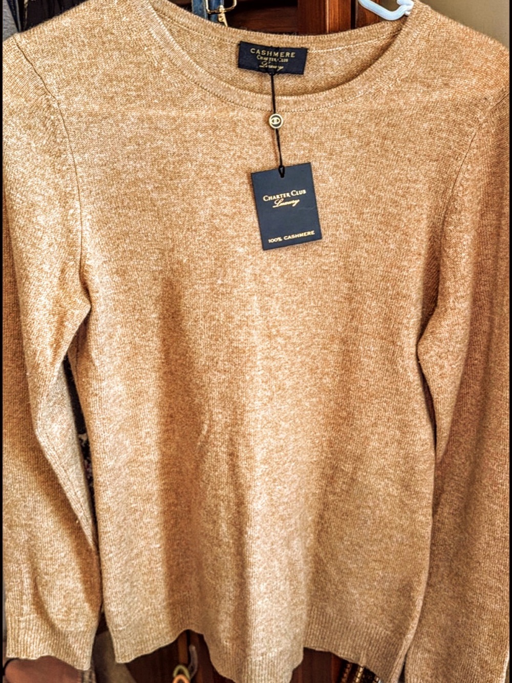 Charter Club Cashmere Sweater - Camel/Tan